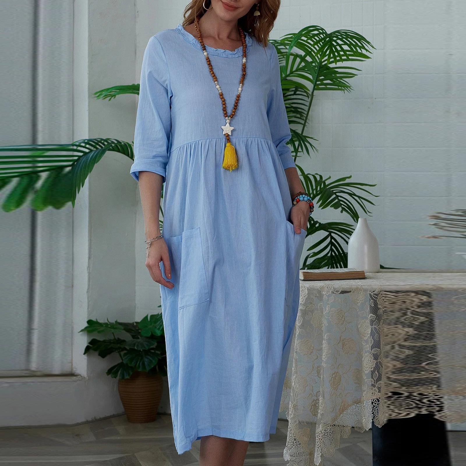 

Женская цветная неровная рубашка-платье с воротником-стойкой, пуговицами, повседневные платья L синий