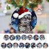 2D Christmas Cat Dog with Hat Pendant Cartoon Decorative Cartoon Dog Christmas Tree Pendant Acrylic Hanging