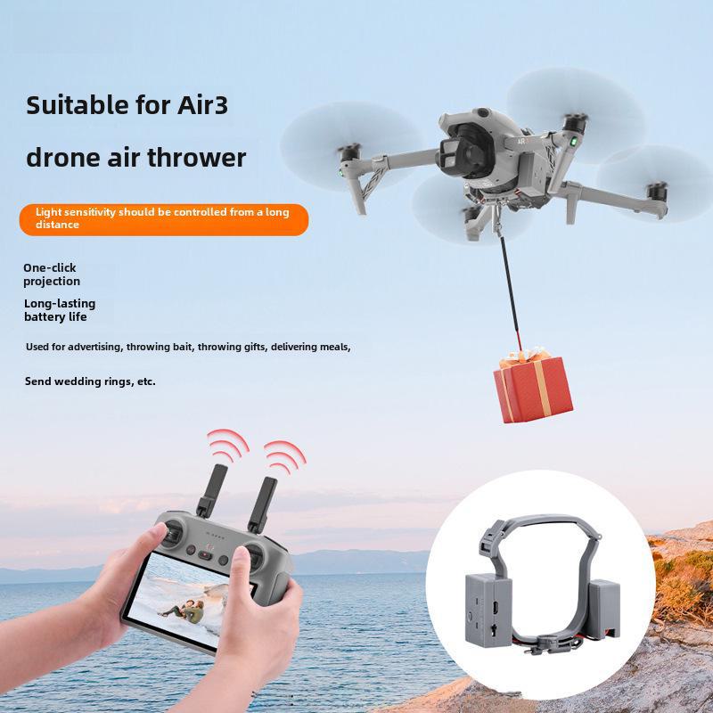 BRDRC pentru DJI AIR3S: Airdropper și accesorii compatibile pentru aruncători parabolici și cadouri aeriene.