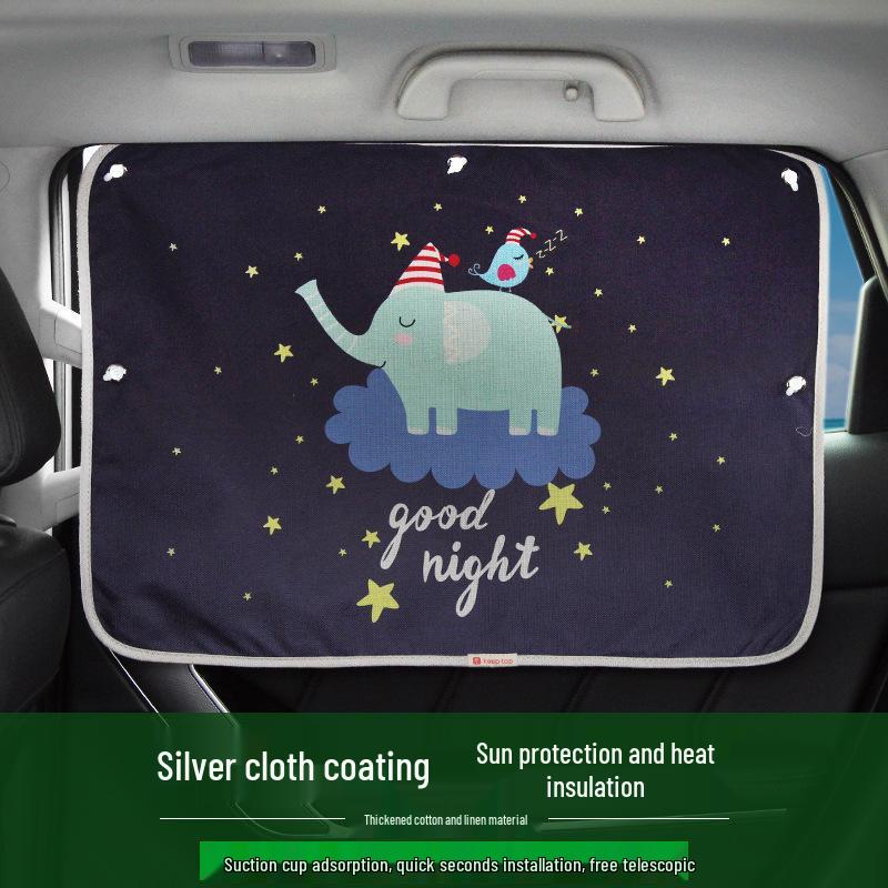 Universal Cartoon Car Sun Shades for Side Windows - Children's Heat Insulation Curtains with Suction Cups