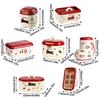 Fashion Dopamine Stationery Storage Box Large Capacity Cartoon Pattern Cosmetics Storage Box Multi Grid with Stickers Pen Holder