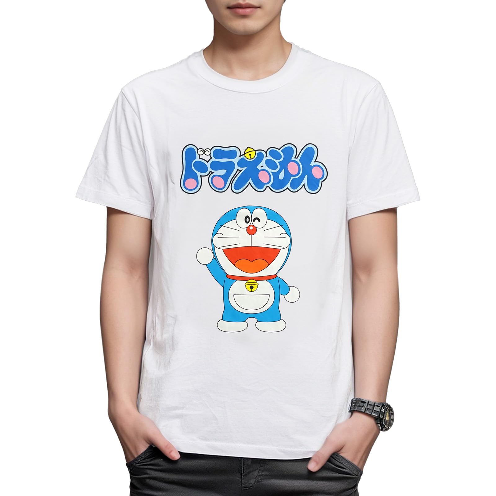 

Fineplus Doraemon Logo Short Sleeve T-Shirt, Simple Character Merchandise