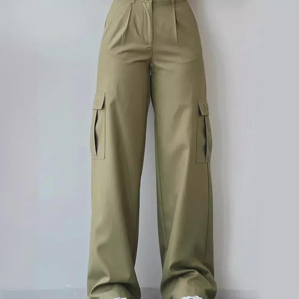 2023 European & American Versatile Mid-Waist Casual Workwear with 3D Pockets
