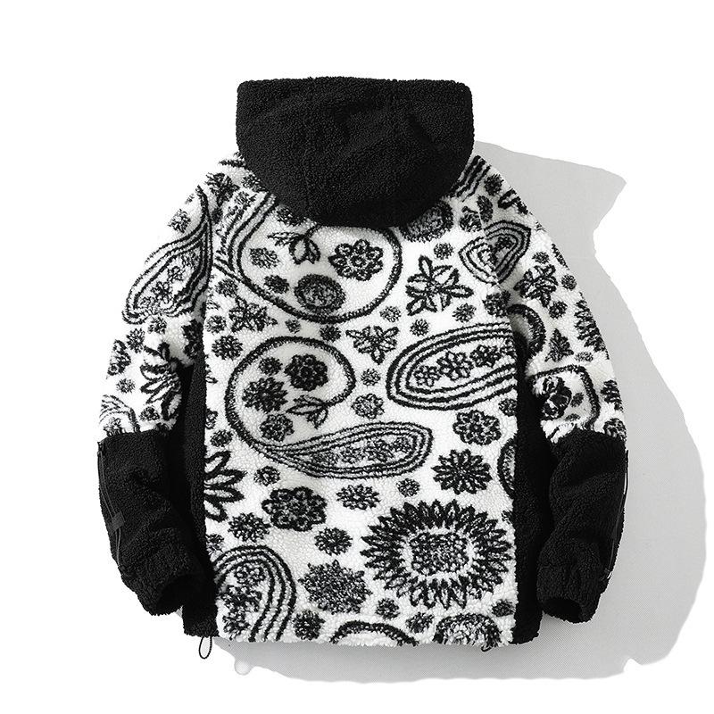 Winter Neue Herren Granular Samt Baumwollgefütterte Hongkong-Stil Jugend Cashewblüte Lammwolle Farbpassend Baumwolljacke