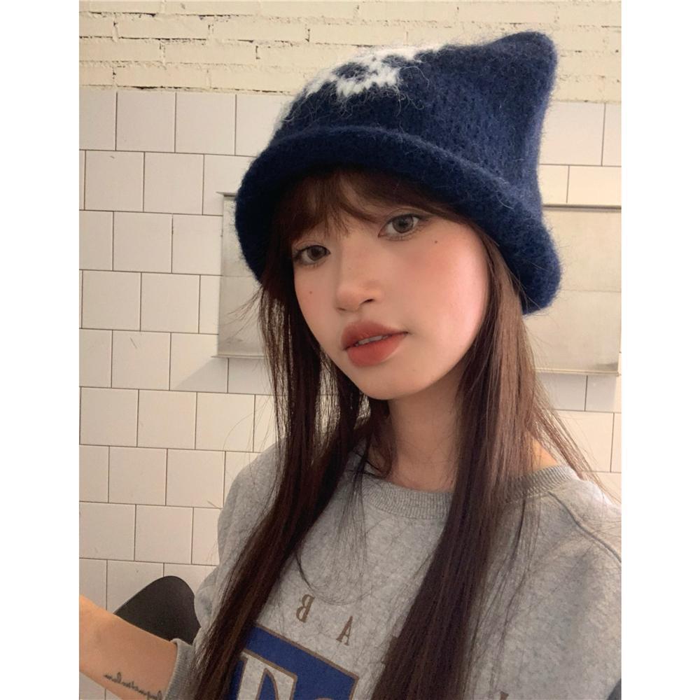 

Little Devil Ears Butterfly Plush Knitted Wool Hat Children s Winter Thickened Curling Face Small Cold Hat Tide average size, high elasticity сірий колір