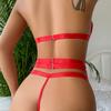 Hottie Sexy Catena di Metallo Intimo Set Halter Collo Push Up Reggiseno Pizzo Tentazione Reggicalze Mutandine