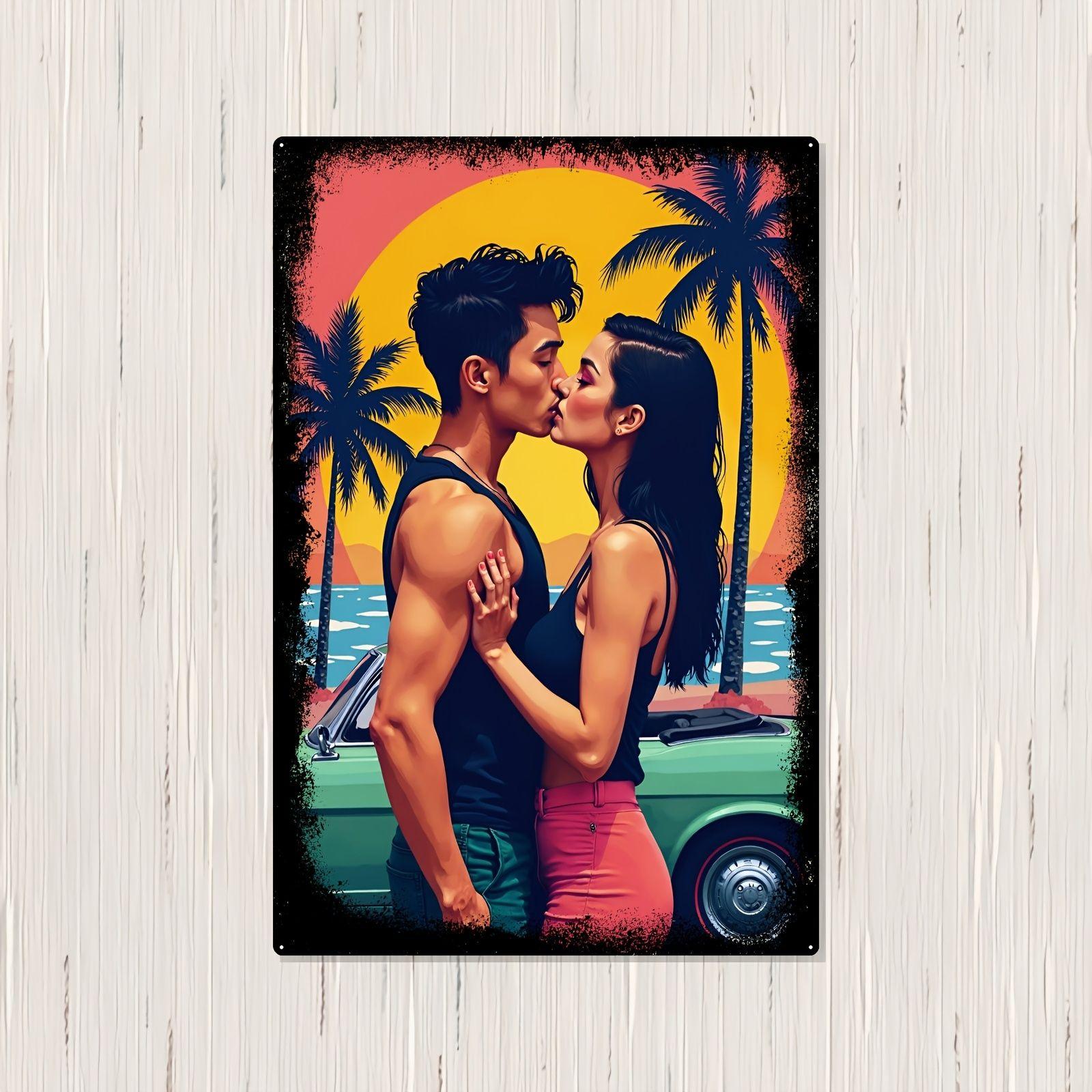 

Vintage Valentine s Day Metal Decorative Painting Gift for Couples Bedroom Living Room Cafe