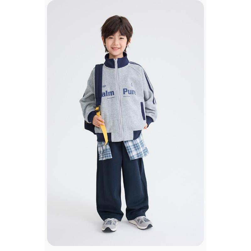 Boys Stand Collar Zip Up Cardigan Baseball Jacket Kids Casual Outerwear