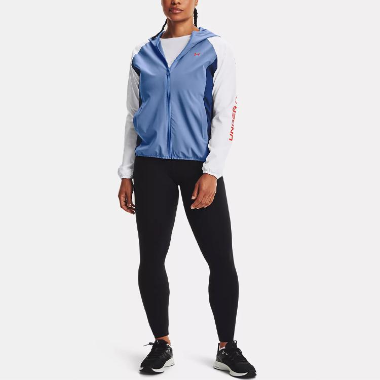 Under Armour Color Block Letter Print Loose Zip-Up Jacket Women Jacket Blue 1368356-488
