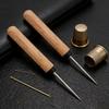 Leather Awl Punch Tool Wood Handle Gadget Leather Sewing Craft Tool Awl For Handmade Projects Beginners Hobbyists Women Adults