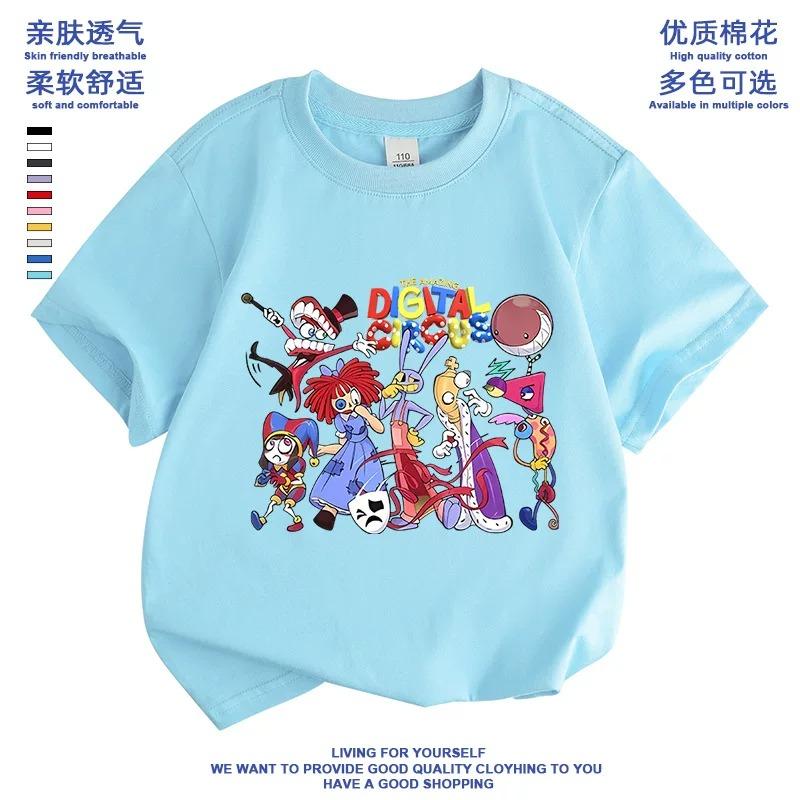 2026 Magical Numbers Circus Digital Circus Clown Outfit Girls’ Short-Sleeve T-Shirt, 100% Cotton, Summer New Collection