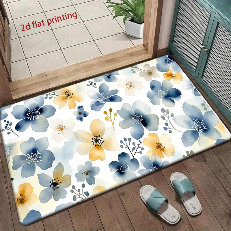 Watercolor Floral Mats Living Room Decoration Home Sofa Non-Slip Carpet Study Bedroom Tatami Children'S Soft Floor Mat
