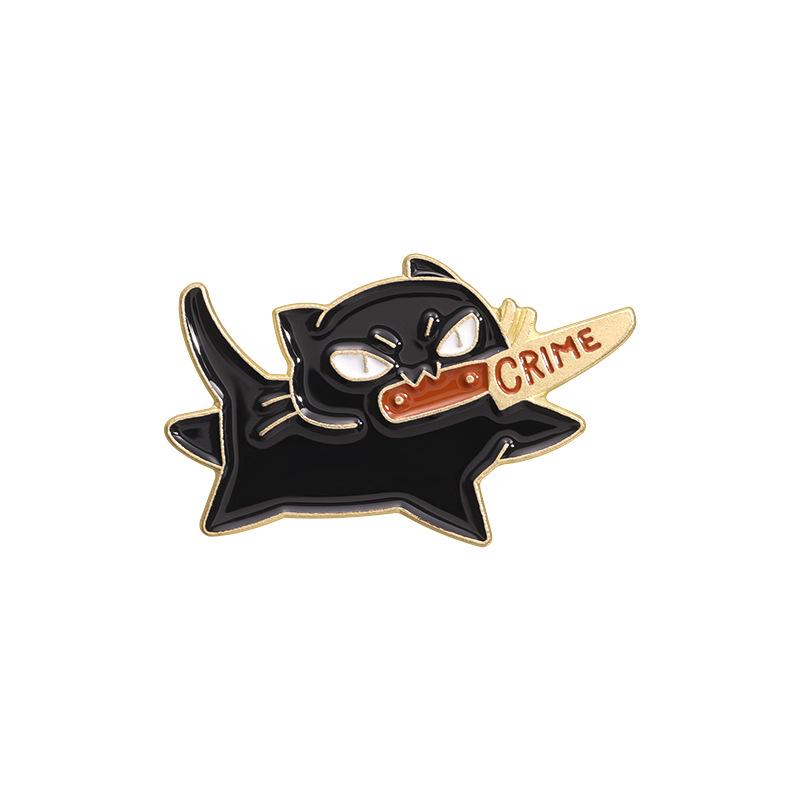 Cat Charming Brooch Stylish Alloy Pin With Playful Cartoon Character Design