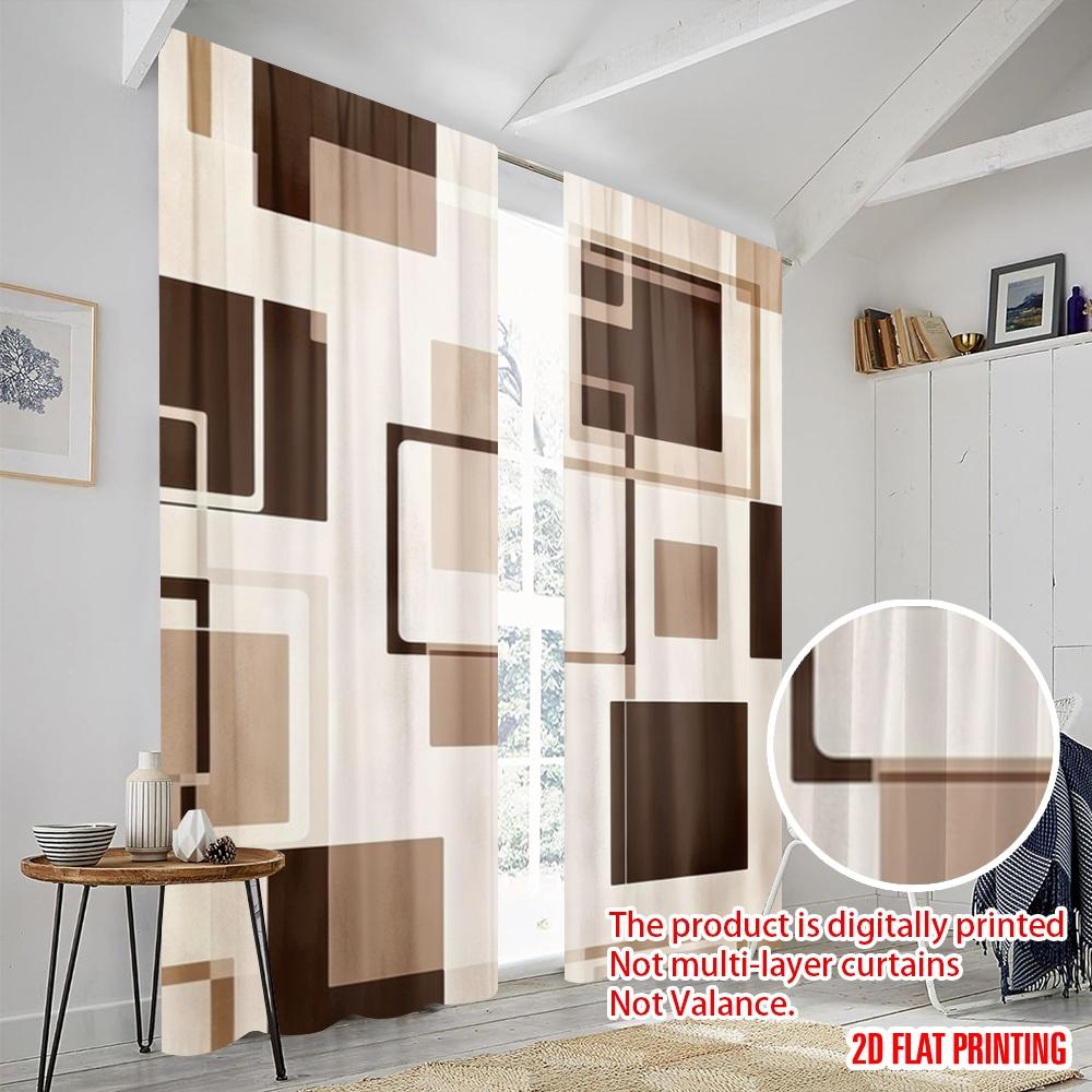 2pcs  2D plane printing Light Filtering Curtains Geometric Symmetry Durable Polyester (without rod) Art Deco Festive Ldeal for
