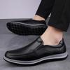 Men's Shoes Loafer Leather Shoes Spring Low-top Foot Cover Leather First Layer Cowhide Surface One Pedal Flat Bottom Large Size Casual Shoes Brown