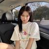 Fat Mm Large Size Pure Cotton White Short-sleeved T-shirt Women's Summer New Fun Printing Design Niche Half-sleeved Top