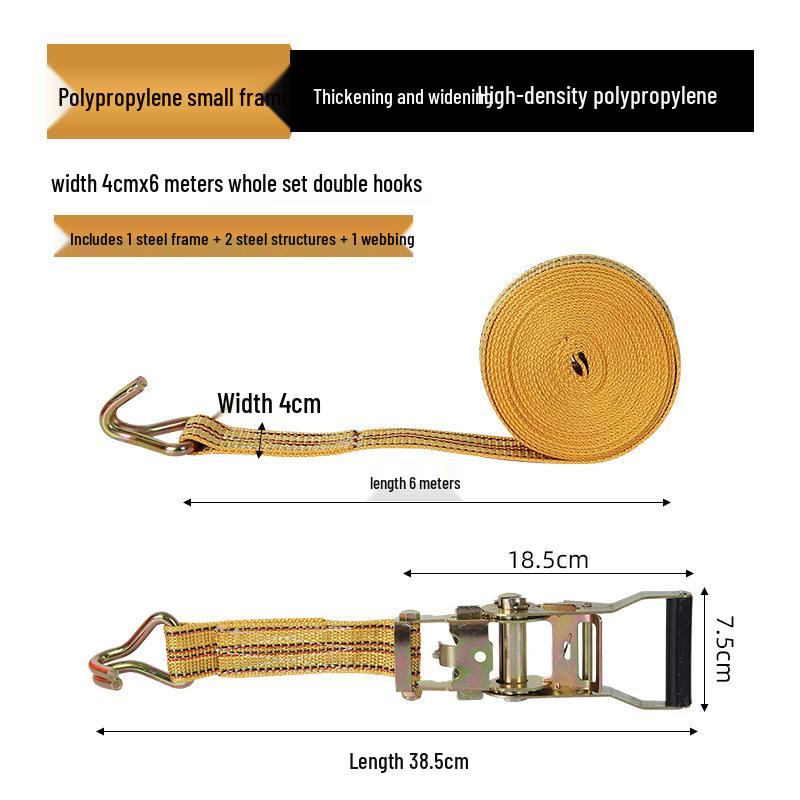 Pasy transportowe z grzechotką, z podwójnym hakiem i stalowym napinaczem