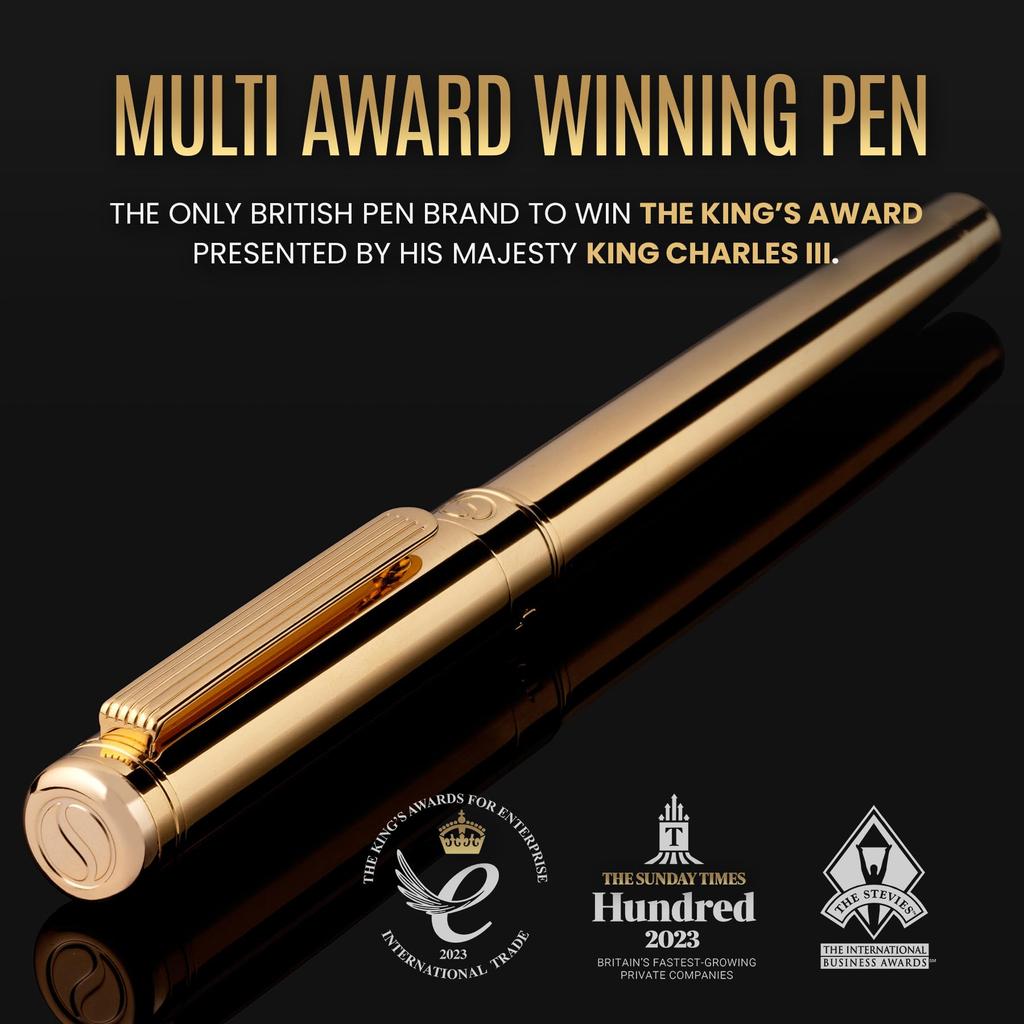 Scriveiner Premium Fountain Pen Gold Brass Finish Luxury British Made