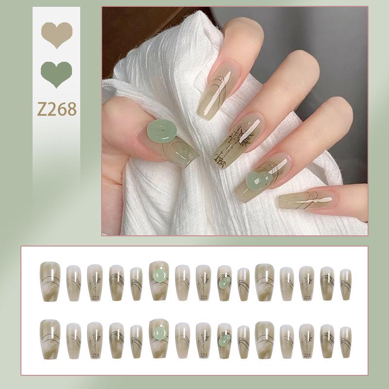 

30 штук Наклейки для нейл-арта в национальном стиле Нефритовая тыква и Омбре Бамбук Glue Version