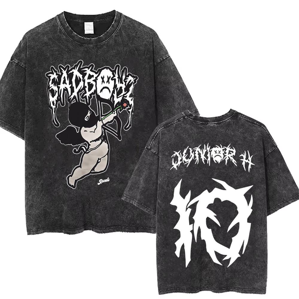 Washed Vintage Junior H Sad Boyz Tour T Shirts Men Women Hip Hop Fashion Tshirt Mens Oversized Crewneck Short Sleeve Tshirts