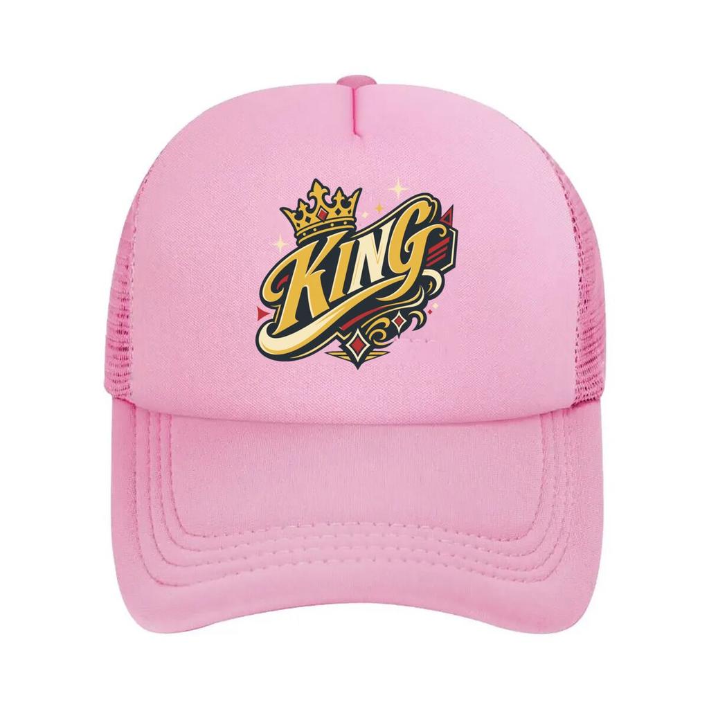 Royal King Script Street Graphic Mesh Baseball Cap Polyester Forward Observations Hat Adjustable Golf Hat Summer