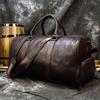 Men's Leather Travel Bag With Dry Wet Separation Black Cowhide Luggage Bag Large Capacity With Shoe Compartment Hand-held Fitness Bag