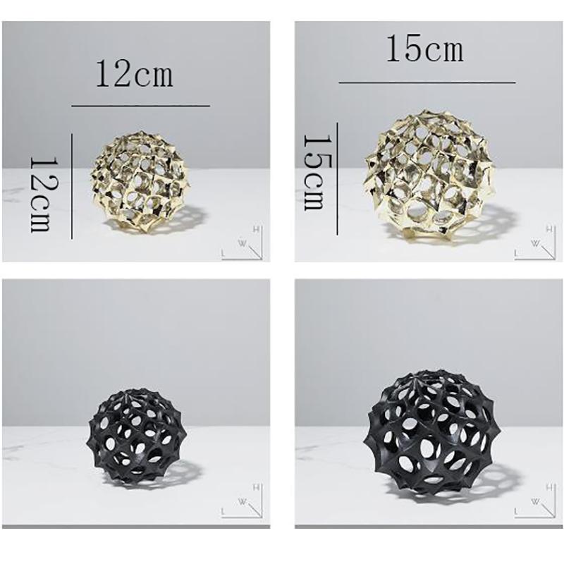 European Style Metal Ball Handicrafts Gold Hollow Ball Ornaments Electroplating Silver Sculpture Living Room Study Decor Gifts
