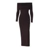 Women Spring Autumn Long Sleeves Dress Ladies Sexy One Piece Solid Full Length Dress