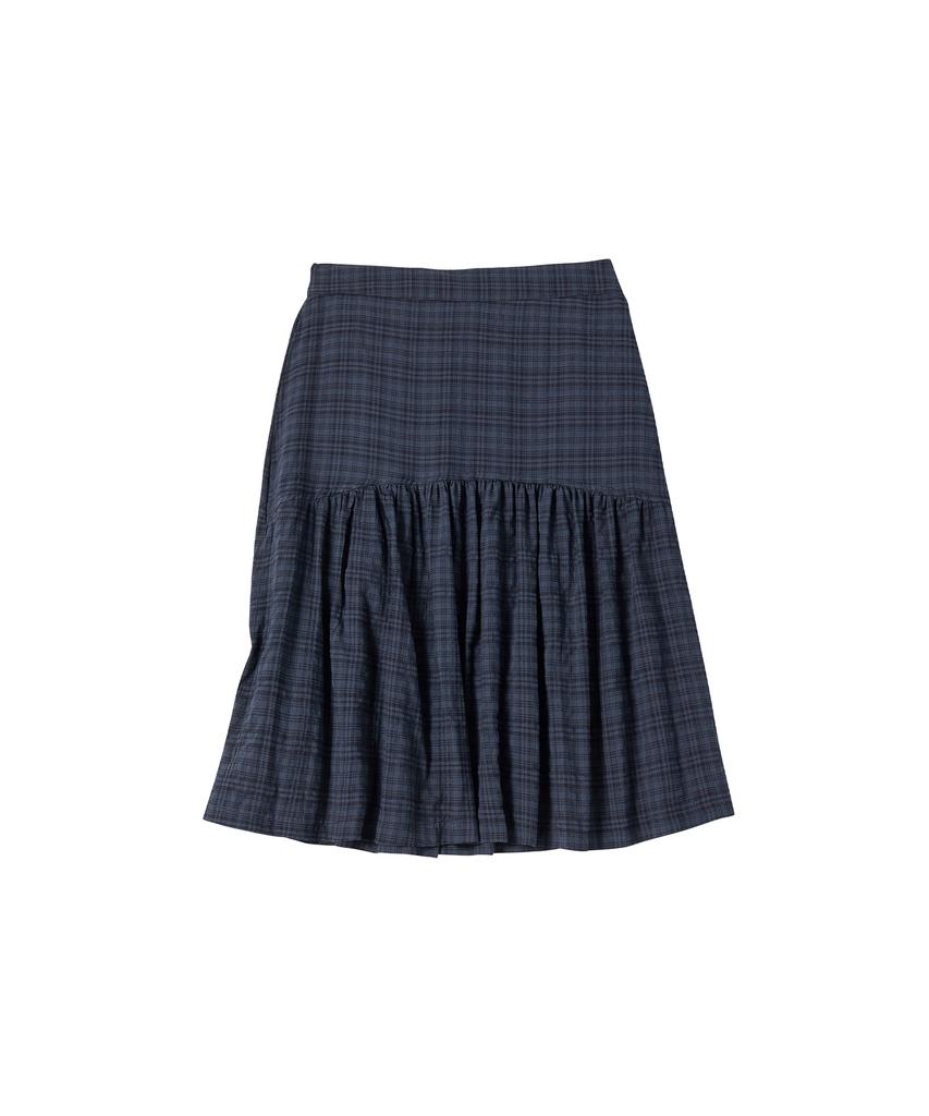 Comoni Nose W Light Check Skirt [Navy]