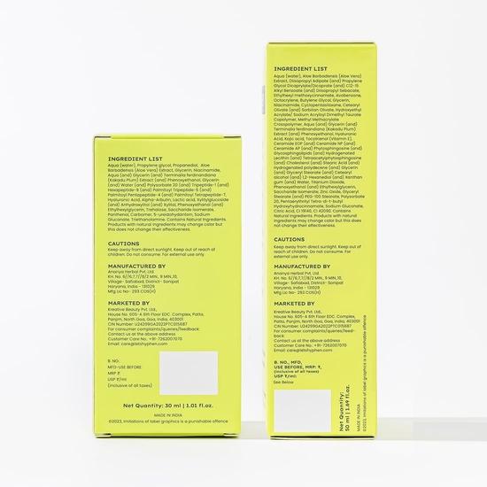 Hyphen Denní rutina péče o pleť s pleťovým sérem a hydratačním opalovacím krémem SPF 50 | Rozjasňující a ochranné základy péče o pleť pro všechny typy pleti | Balení po 2