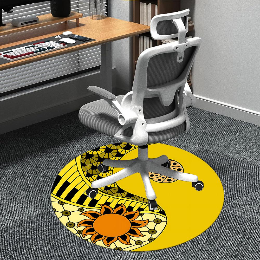 1pc Yin Yang Symbol Chair Carpet for Office, Round Non Slip Durable Large Size Office Carpet, Suitable for Office