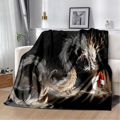 Manta cálida suave con dibujo de dragón chino para sala de estar, dormitorio, cama, sofá, regalos de oficina, mantas de franela, envío directo
