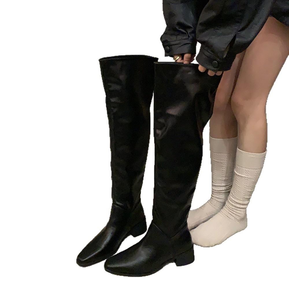 Pointed Boots Women's Over-the-Knee 2025 Autumn and Winter Women's Boots French Wedge Heel High Heel Boots Pleated Stacking Boots