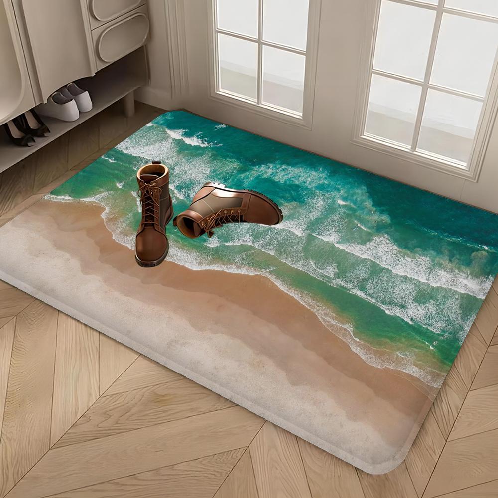 Large Waves Beach Floor Mat Nordic Style Home Doormat Bathroom-Toilet Mats Bedroom Hotel Decor Mat