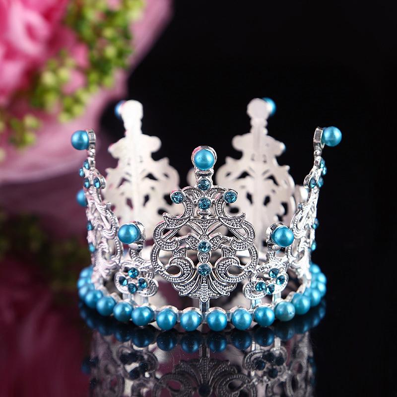 Metal Pearls Tiaras Little Crown Brithday Cake Baking Decorative Head Jewelry Children's Small Diadem Bridal Wedding Ornaments