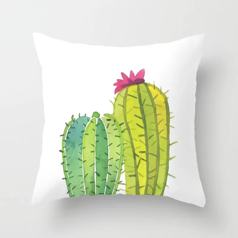 Nordic Style Tropical Plant Cactus Pattern Cushion Cover Sofa Car Office Pillowcase Home Decor