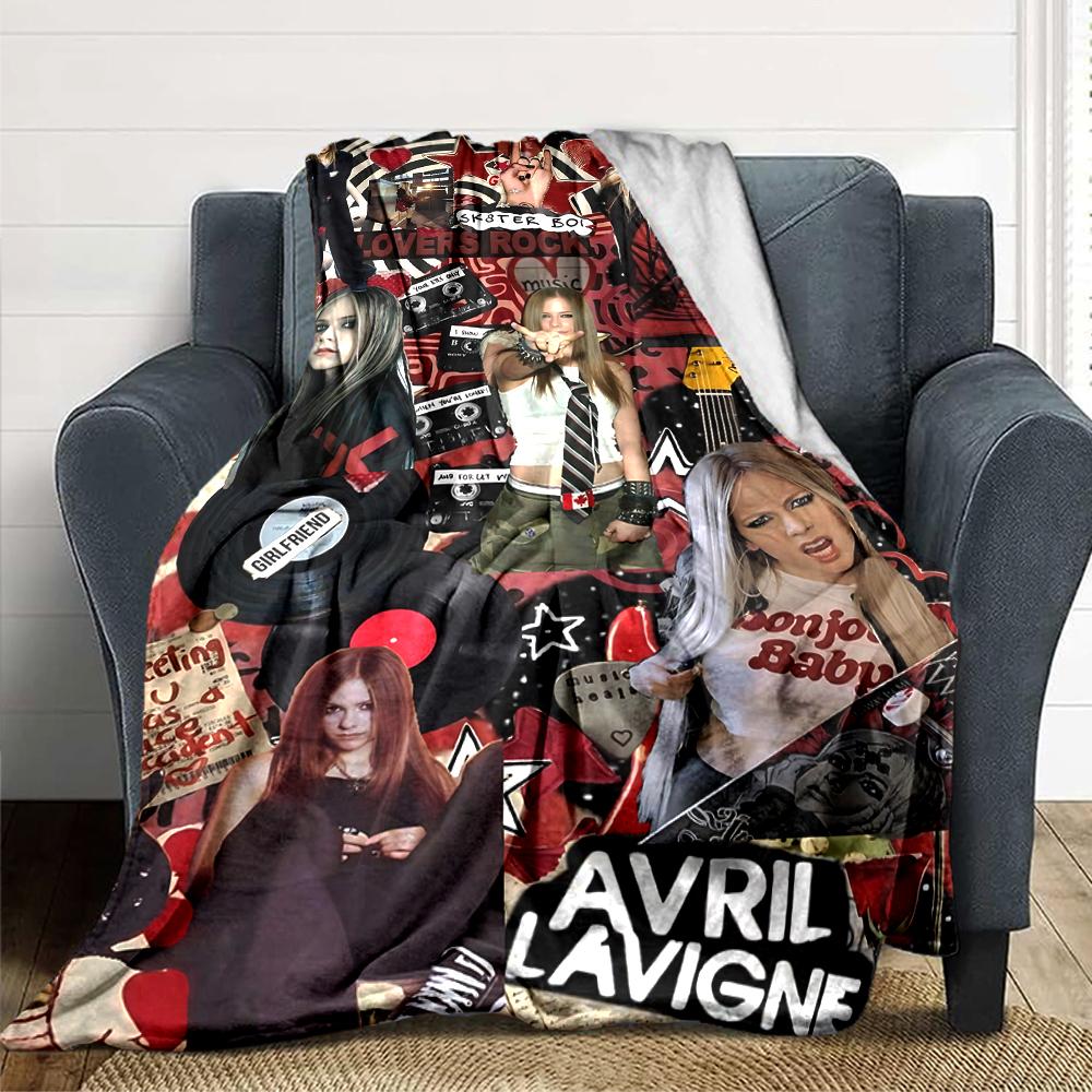 Avril Lavigne Collage Art Blanket Soft Throw Blanket For Home Bedroom Bed Sofa Travel Office Solid Christmas Blanket
