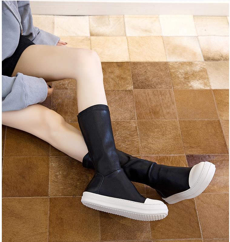 Chunky Platform Pu Leather Knee High Boots Women Shoes Woman Retro Punk Height Increasing Long Boots Lace Up Booties Mujer 2025