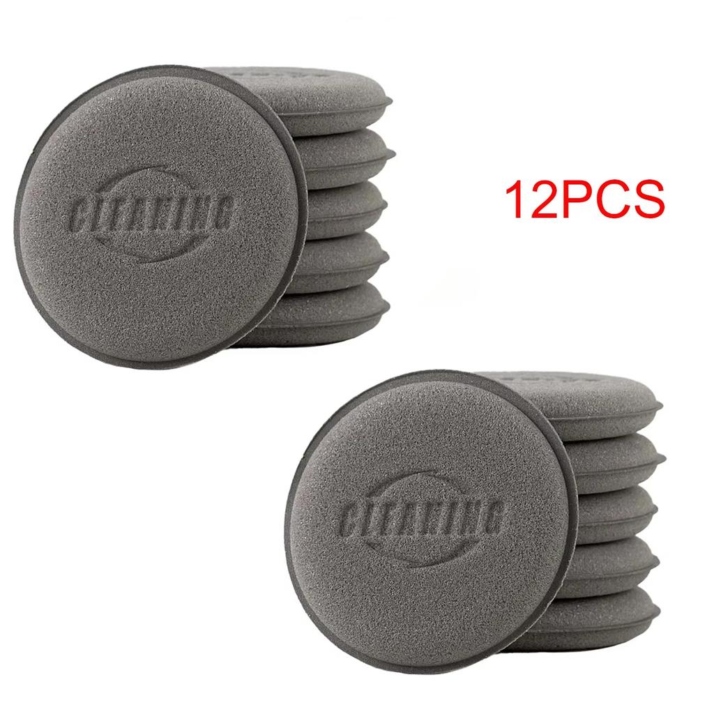 12PCS Car Detailing Sponge High Density Foam Applicator Pad Round Polishing Wiping Cleaning Tool For Auto Car Wash Supplies