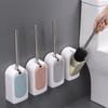 Wall-Mounted Toilet Brush Set with Long Handle & Base - No Dead Corner Cleaning Brush for Bathroom