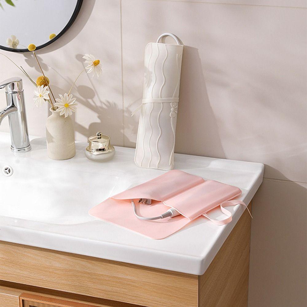 2 In 1 Hair Curler Storage Bag Folding Heat Resistant Mat for Hair Care Tool