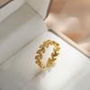 Adjustable Zircon Leaf Rings Stainless Steel Luxury Jewelry for Women Comfort Fit Daily Wear Best Friend Gift Idea