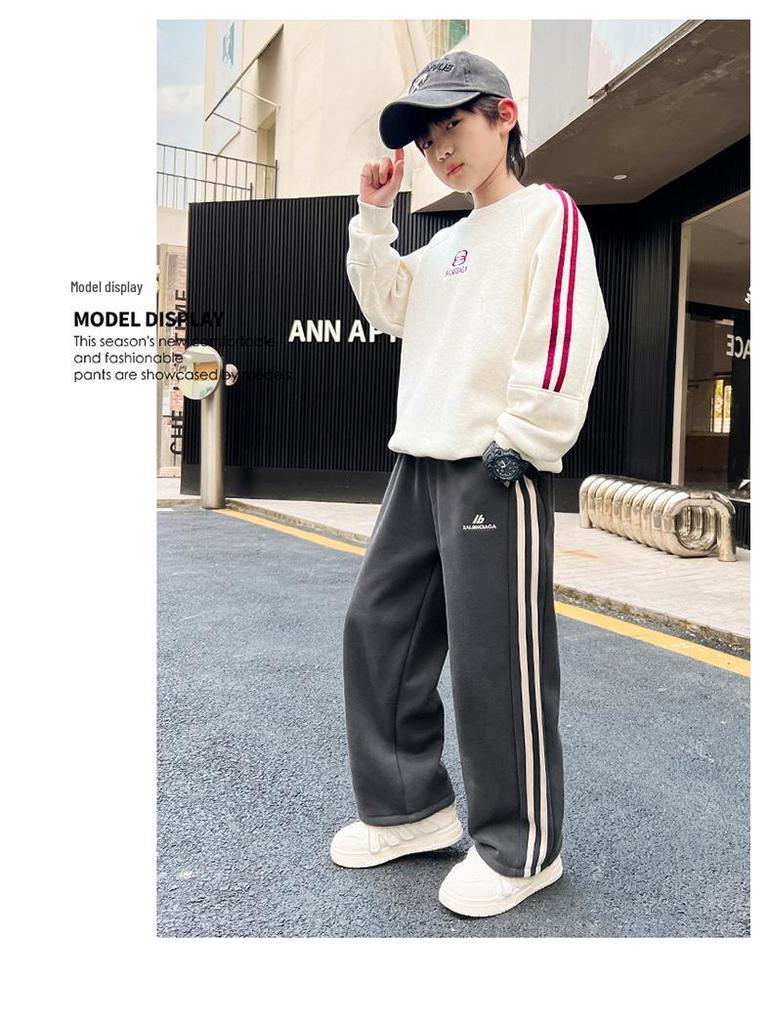2025 Boys' Fleece-Lined Sweatpants: Thick, Handsome, Loose Fit for Autumn/Winter