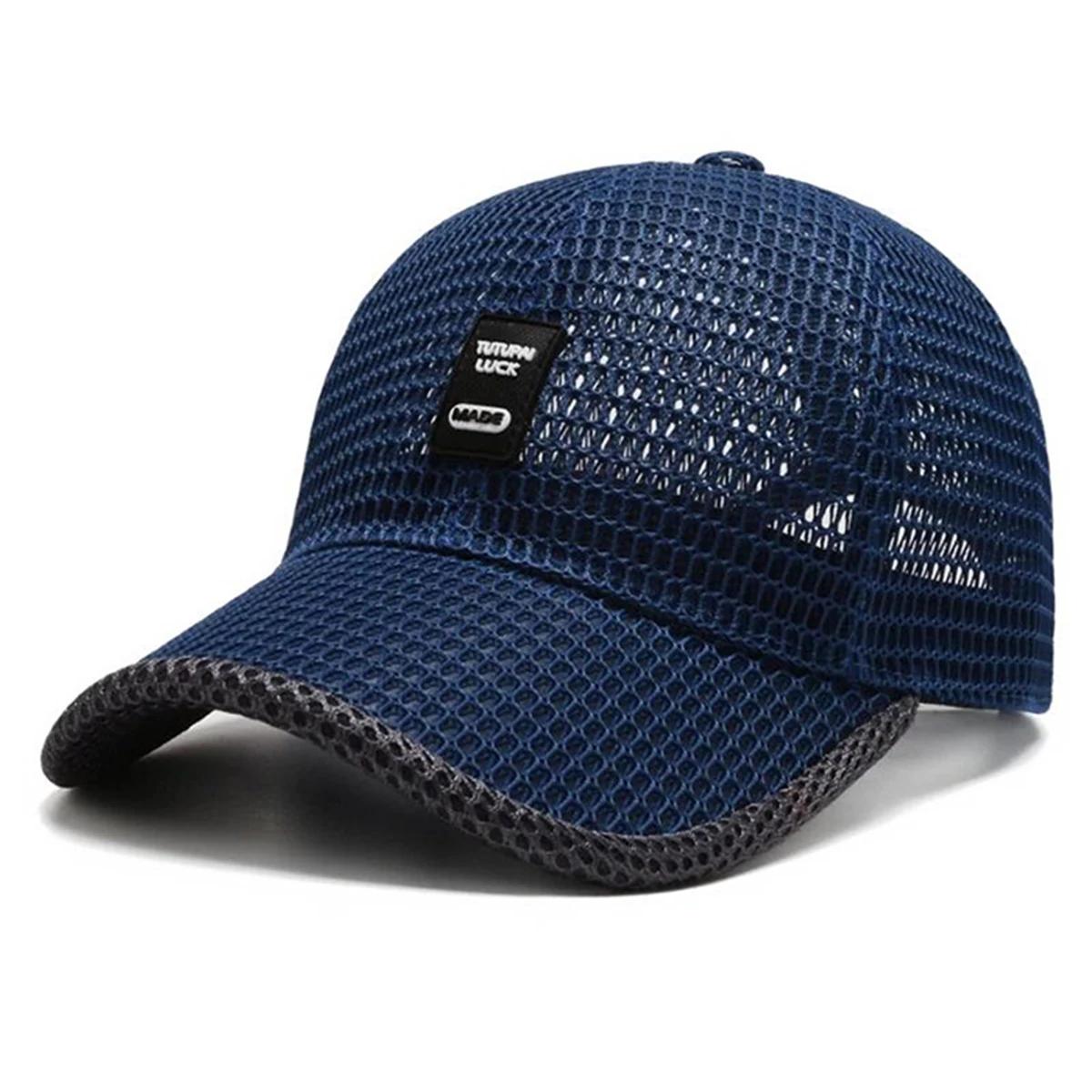 

Unisex Label Mesh Breathable Baseball Caps Spring and Summer Outdoor Adjustable Casual Hats Sunscreen Hat Sports Cap тёмно-синий