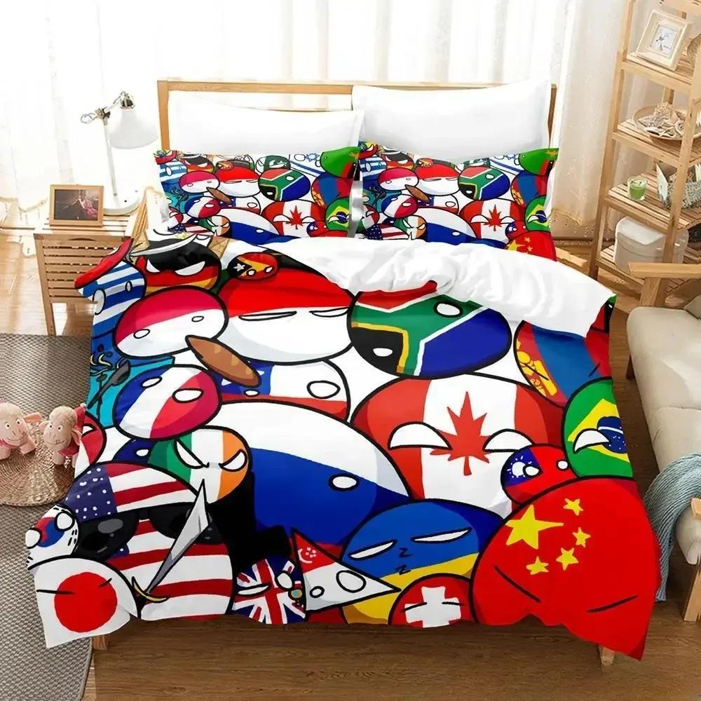 2024 New Countryball Polandballs Bedding Set Single Twin Full Queen King Size Bed Set Adult Kid Bedroom Duvet cover Sets Cartoon