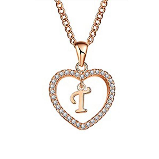 Concise Hollowed Heart Alphabet Unisex Necklace Jewelry Neck Chain Pendant Decor