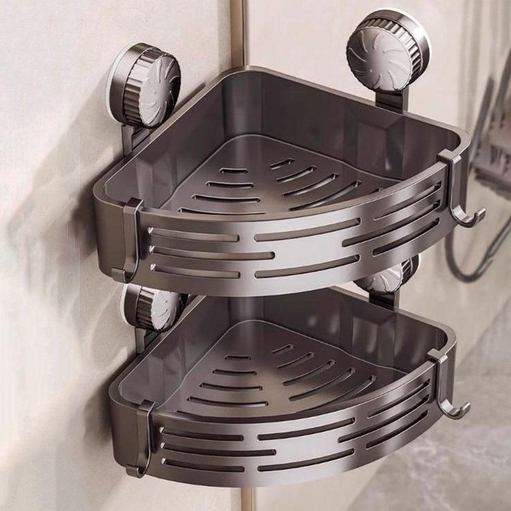Wall Mounted Suction Cup Triangle Storage Rack Plastic Suction Cup Shower Shelf  Bathroom