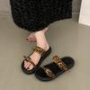 Fashion New Flat Platform Versatile Slip Beach Shoes Summer New Round Toe Open Toe Metal Buckle Soft Sole Casual Sandals