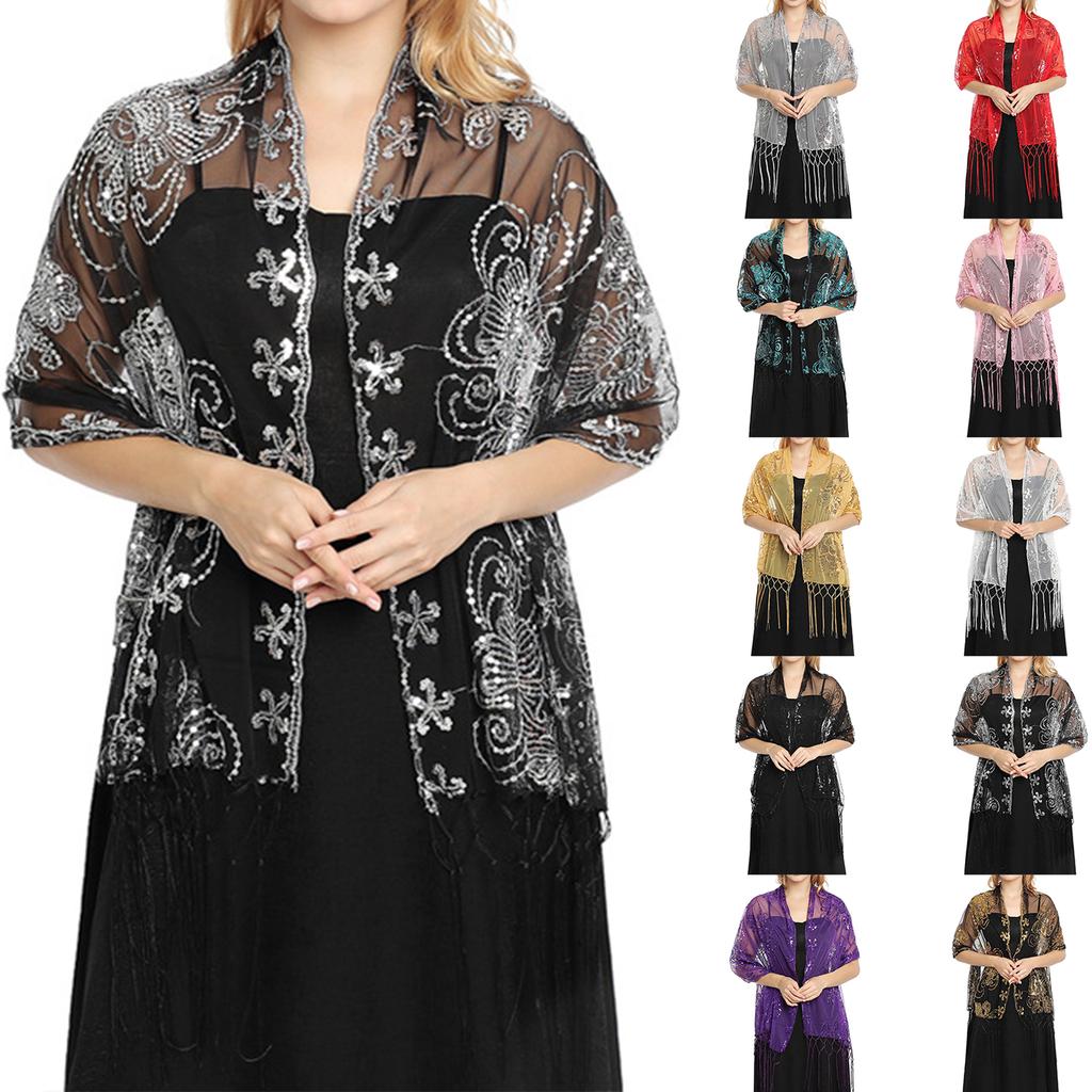 Ladies Tassel Shawl Evening Gown Party Dinner Shawl