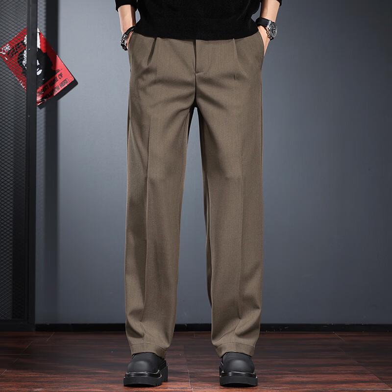 JieLeNuo Men's 2026 Spring Loose Straight Suit Pants